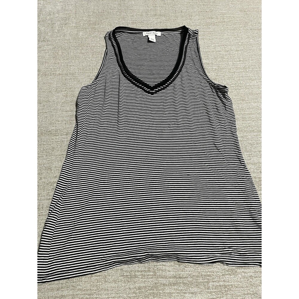White House Top Women’s Large Black/White Stripes Tank Top Stretch